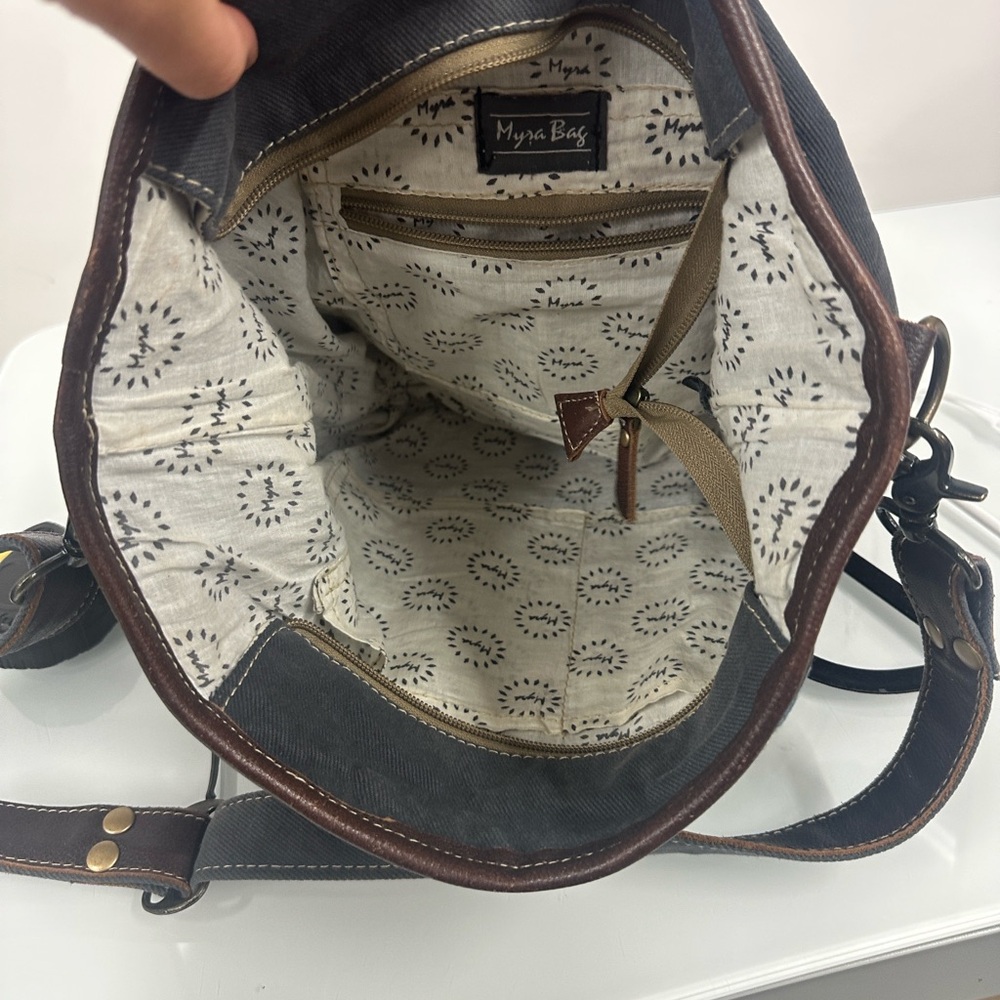 Myra Bags Blue Bliss Canvas, leather & Rug Shoulder Bag S-1950 - Picture 7 of 7